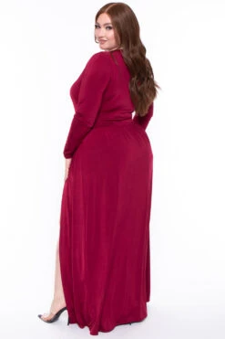 Plus Size Naomi M-Slit Dress- Burgundy 7 Plus Size Naomi M-Slit Dress- Burgundy -Kitchensuppliesdeal curvy sense dresses plus size naomi m slit dress burgundy 29440290029665