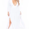 Plus Size Narine Plunging Maxi Dress- White -Kitchensuppliesdeal curvy sense dresses plus size narine plunging maxi dress white 29440290357345