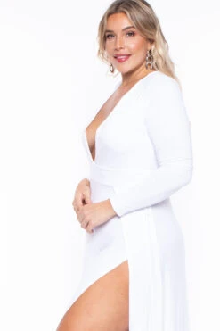 Plus Size Narine Plunging Maxi Dress- White 4 Plus Size Narine Plunging Maxi Dress- White -Kitchensuppliesdeal curvy sense dresses plus size narine plunging maxi dress white 29440290914401