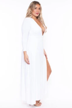 Plus Size Narine Plunging Maxi Dress- White 5 Plus Size Narine Plunging Maxi Dress- White -Kitchensuppliesdeal curvy sense dresses plus size narine plunging maxi dress white 29440299434081