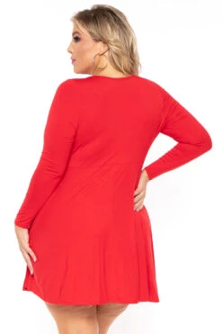 Plus Size Niela Flare Dress - Red -Kitchensuppliesdeal curvy sense dresses plus size niela flare dress red 30224570384481