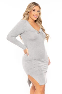 Plus Size Niela Midi Dress - Heather Grey -Kitchensuppliesdeal curvy sense dresses plus size niela midi dress heather grey 30098702499937