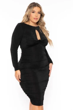 Plus Size Nilani Twist Front Midi Dress - Black 5 Plus Size Nilani Twist Front Midi Dress - Black -Kitchensuppliesdeal curvy sense dresses plus size nilani twist front midi dress black 30966473162849