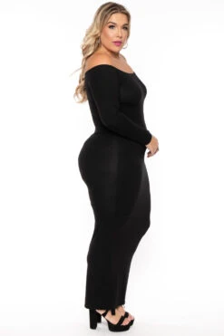 Plus Size Off The Shoulder Maxi Dress - Black 5 Plus Size Off The Shoulder Maxi Dress - Black -Kitchensuppliesdeal curvy sense dresses plus size off the shoulder maxi dress black 30598771146849