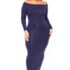 Plus Size Off The Shoulder Maxi Dress - Navy -Kitchensuppliesdeal curvy sense dresses plus size off the shoulder maxi dress navy 30103313350753