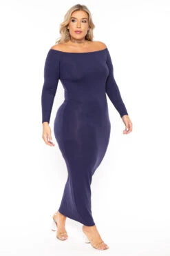 Plus Size Off The Shoulder Maxi Dress - Navy -Kitchensuppliesdeal curvy sense dresses plus size off the shoulder maxi dress navy 30103313580129
