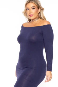 Plus Size Off The Shoulder Maxi Dress - Navy -Kitchensuppliesdeal curvy sense dresses plus size off the shoulder maxi dress navy 30103317676129