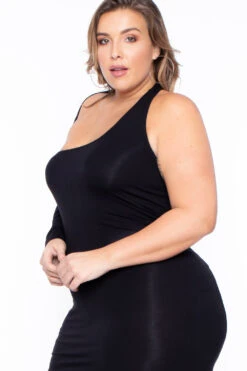 Plus Size One Sleeve Asymmetric Dress- Black -Kitchensuppliesdeal curvy sense dresses plus size one sleeve asymmetric dress black 29264182870113