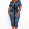 Plus Size Penelope Plaid Midi Dress- Blue 1 Plus Size Penelope Plaid Midi Dress- Blue -Kitchensuppliesdeal curvy sense dresses plus size penelope plaid midi dress blue 31729005133921