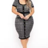 Plus Size Penelope Plaid Midi Dress- Grey -Kitchensuppliesdeal curvy sense dresses plus size penelope plaid midi dress grey 31791287795809