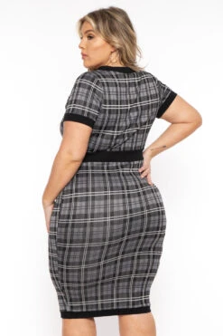 Plus Size Penelope Plaid Midi Dress- Grey 4 Plus Size Penelope Plaid Midi Dress- Grey -Kitchensuppliesdeal curvy sense dresses plus size penelope plaid midi dress grey 31791288647777