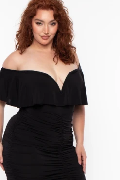 Plus Size Roni Ruched Bodycon Dress - Black -Kitchensuppliesdeal curvy sense dresses plus size roni ruched bodycon dress black 29262265450593