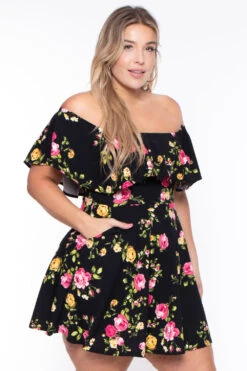 Plus Size Rosabel Floral Dress- Black 4 Plus Size Rosabel Floral Dress- Black -Kitchensuppliesdeal curvy sense dresses plus size rosabel floral dress black 29266059133025