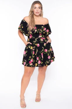 Plus Size Rosabel Floral Dress- Black 5 Plus Size Rosabel Floral Dress- Black -Kitchensuppliesdeal curvy sense dresses plus size rosabel floral dress black 29266059493473