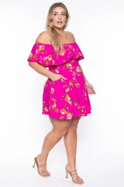 Plus Size Rosabel Floral Dress- Fuchsia 5 Plus Size Rosabel Floral Dress- Fuchsia -Kitchensuppliesdeal curvy sense dresses plus size rosabel floral dress fuchsia 29266057396321