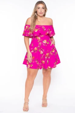 Plus Size Rosabel Floral Dress- Fuchsia 9 Plus Size Rosabel Floral Dress- Fuchsia -Kitchensuppliesdeal curvy sense dresses plus size rosabel floral dress fuchsia 29266057658465