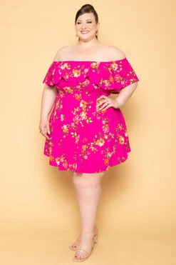 Plus Size Rosabel Floral Dress- Fuchsia 7 Plus Size Rosabel Floral Dress- Fuchsia -Kitchensuppliesdeal curvy sense dresses plus size rosabel floral dress fuchsia 29702886752353