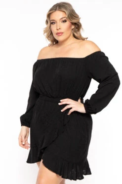 Plus Size Sabrina Off The Shoulder Dress - Black -Kitchensuppliesdeal curvy sense dresses plus size sabrina off the shoulder dress black 31343409856609