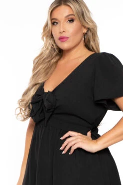 Plus Size Samara Front Tie Dress- Black -Kitchensuppliesdeal curvy sense dresses plus size samara front tie dress black 30047046041697