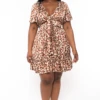 Plus Size Samara Satin Front Tie Dress- Taupe -Kitchensuppliesdeal curvy sense dresses plus size samara satin front tie dress taupe 32269917749345