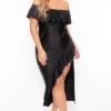 Plus Size Samba Frill Bodycon Dress - Black -Kitchensuppliesdeal curvy sense dresses plus size samba frill bodycon dress black 29259461034081
