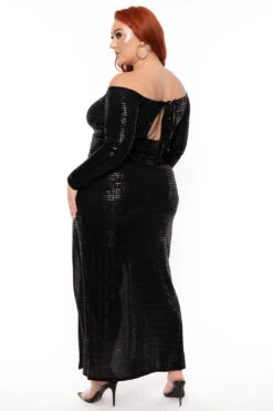 Plus Size Seline Sequins Slit Dress - Black 6 Plus Size Seline Sequins Slit Dress - Black -Kitchensuppliesdeal curvy sense dresses plus size seline sequins slit dress black 30512309960801