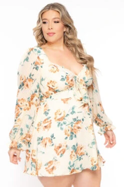 Plus Size Serena Chiffon Floral Dress - Ivory -Kitchensuppliesdeal curvy sense dresses plus size serena chiffon floral dress ivory 31383847600225