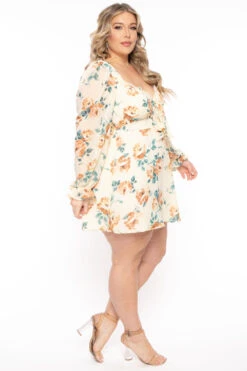 Plus Size Serena Chiffon Floral Dress - Ivory -Kitchensuppliesdeal curvy sense dresses plus size serena chiffon floral dress ivory 31383847665761