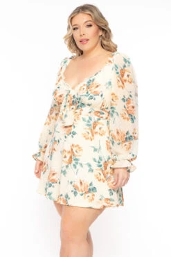 Plus Size Serena Chiffon Floral Dress - Ivory -Kitchensuppliesdeal curvy sense dresses plus size serena chiffon floral dress ivory 31383848452193