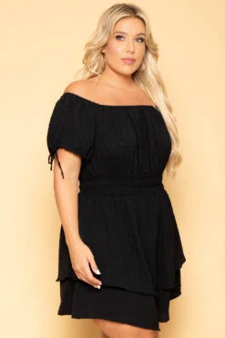Plus Size Sienna Swiss Dot Dress - Black -Kitchensuppliesdeal curvy sense dresses plus size sienna swiss dot dress black 29881503350881