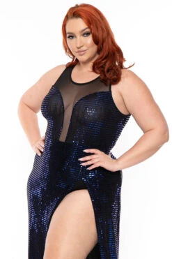 Plus Size Siren Shimmer Dress- Blue 4 Plus Size Siren Shimmer Dress- Blue -Kitchensuppliesdeal curvy sense dresses plus size siren shimmer dress blue 30512178495585