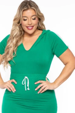 Plus Size Sporty Varsity Stripe Hoodie Dress - Green 6 Plus Size Sporty Varsity Stripe Hoodie Dress - Green -Kitchensuppliesdeal curvy sense dresses plus size sporty varsity stripe hoodie dress green 30453331492961