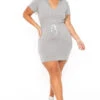 Plus Size Sporty Varsity Stripe Hoodie Dress - Heather Grey 1 Plus Size Sporty Varsity Stripe Hoodie Dress - Heather Grey -Kitchensuppliesdeal curvy sense dresses plus size sporty varsity stripe hoodie dress heather grey 30119497302113