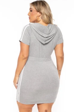 Plus Size Sporty Varsity Stripe Hoodie Dress - Heather Grey 5 Plus Size Sporty Varsity Stripe Hoodie Dress - Heather Grey -Kitchensuppliesdeal curvy sense dresses plus size sporty varsity stripe hoodie dress heather grey 30119497564257
