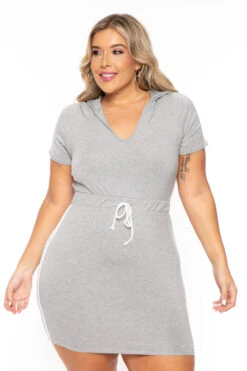Plus Size Sporty Varsity Stripe Hoodie Dress - Heather Grey 7 Plus Size Sporty Varsity Stripe Hoodie Dress - Heather Grey -Kitchensuppliesdeal curvy sense dresses plus size sporty varsity stripe hoodie dress heather grey 30119497826401