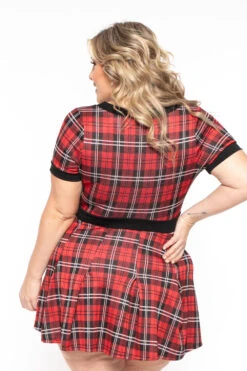 Plus Size Tai Plaid Pleated Dress- Red 5 Plus Size Tai Plaid Pleated Dress- Red -Kitchensuppliesdeal curvy sense dresses plus size tai plaid pleated dress red 31534780842081