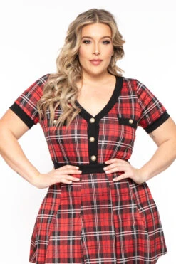 Plus Size Tai Plaid Pleated Dress- Red 6 Plus Size Tai Plaid Pleated Dress- Red -Kitchensuppliesdeal curvy sense dresses plus size tai plaid pleated dress red 31534780874849