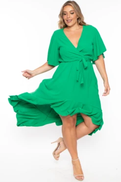 Bluebell Plus Size Tati Surplice Ruffle Dress - Green 4 Bluebell Plus Size Tati Surplice Ruffle Dress - Green -Kitchensuppliesdeal curvy sense dresses plus size tati surplice ruffle dress green 29254741229665