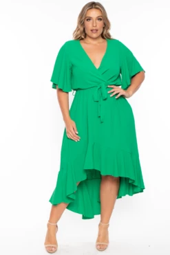 Bluebell Plus Size Tati Surplice Ruffle Dress - Green 5 Bluebell Plus Size Tati Surplice Ruffle Dress - Green -Kitchensuppliesdeal curvy sense dresses plus size tati surplice ruffle dress green 29254741295201