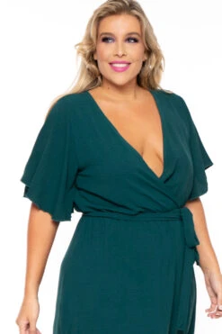 Bluebell Plus Size Tati Surplice Ruffle Dress - Hunter Green 4 Bluebell Plus Size Tati Surplice Ruffle Dress - Hunter Green -Kitchensuppliesdeal curvy sense dresses plus size tati surplice ruffle dress hunter green 30176468172897