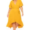 Bluebell Plus Size Tati Surplice Ruffle Dress - Mustard 1 Bluebell Plus Size Tati Surplice Ruffle Dress - Mustard -Kitchensuppliesdeal curvy sense dresses plus size tati surplice ruffle dress mustard 30176497434721