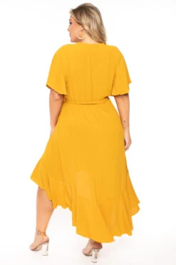 Bluebell Plus Size Tati Surplice Ruffle Dress - Mustard 4 Bluebell Plus Size Tati Surplice Ruffle Dress - Mustard -Kitchensuppliesdeal curvy sense dresses plus size tati surplice ruffle dress mustard 30176497926241