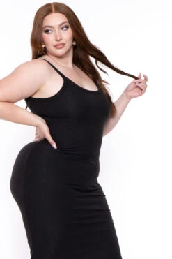 Plus Size Tess Ribbed Maxi Dress - Black -Kitchensuppliesdeal curvy sense dresses plus size tess ribbed maxi dress black 29448386019425