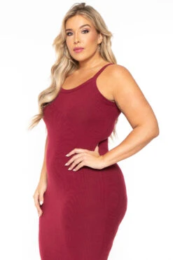 Plus Size Tess Ribbed Maxi Dress - Burgundy -Kitchensuppliesdeal curvy sense dresses plus size tess ribbed maxi dress burgundy 30103451926625