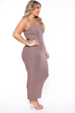 Plus Size Tess Ribbed Maxi Dress - Mocha 5 Plus Size Tess Ribbed Maxi Dress - Mocha -Kitchensuppliesdeal curvy sense dresses plus size tess ribbed maxi dress mocha 29448392933473