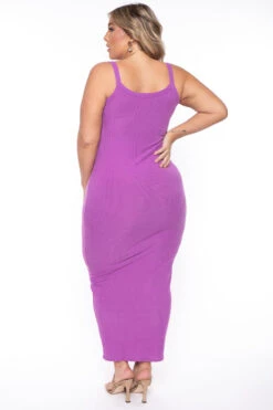 Plus Size Tess Ribbed Maxi Dress - Purple -Kitchensuppliesdeal curvy sense dresses plus size tess ribbed maxi dress purple 29439730876513