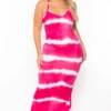 Plus Size Tie Dye Racerback Maxi Dress - Fuchsia -Kitchensuppliesdeal curvy sense dresses plus size tie dye racerback maxi dress pink 29255490142305
