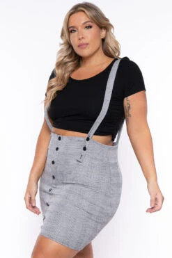 Plus Size Total Betty Overall Dress - Gray -Kitchensuppliesdeal curvy sense dresses plus size total betty overall dress gray 29448678801505