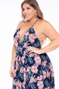 Plus Size Tropical Print Maxi Dress - Navy 6 Plus Size Tropical Print Maxi Dress - Navy -Kitchensuppliesdeal curvy sense dresses plus size tropical print maxi dress navy 29257285402721