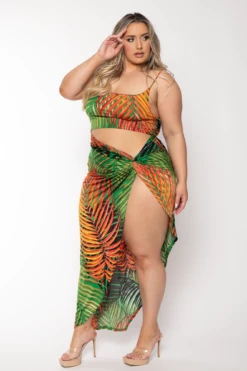 Plus Size Tulum Palm Print Cut Out Maxi Dress - Green -Kitchensuppliesdeal curvy sense dresses plus size tulum palm print cut out maxi dress green 32211285966945